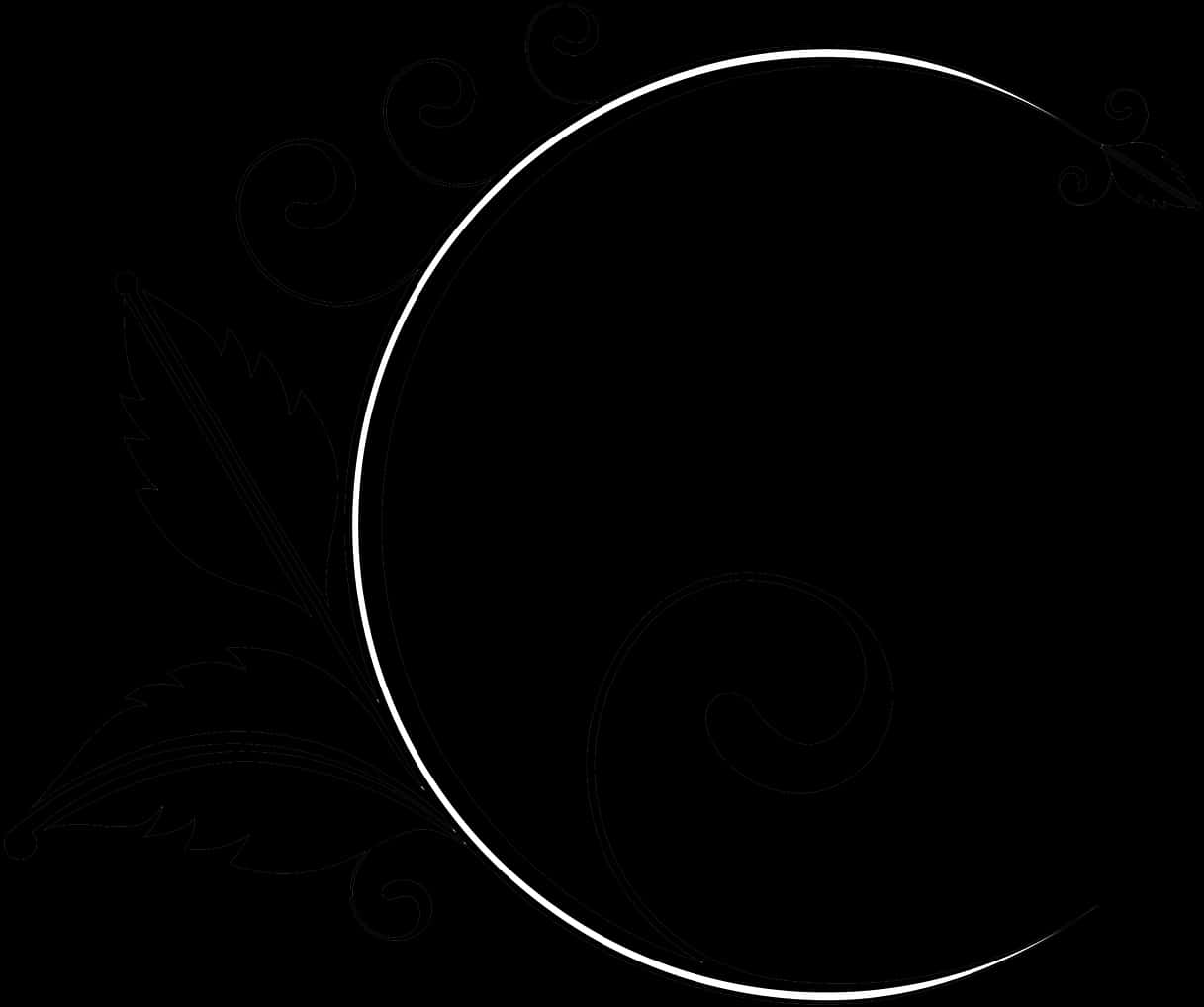Abstract_ Black_ Background_with_ White_ Circle_and_ Swirls PNG