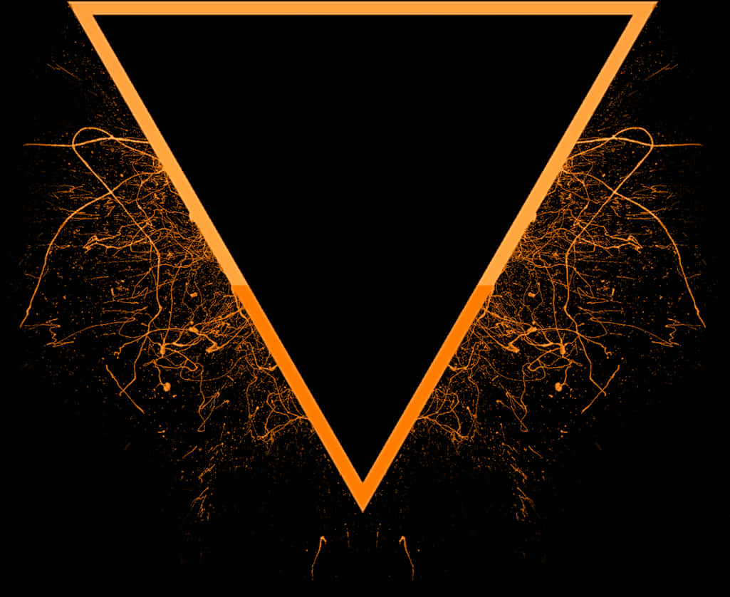 Abstract Orange Splatter Inverted Triangle Design PNG