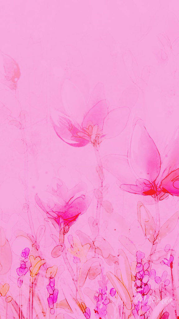 Abstrakt Blomster Pink Iphone Wallpaper