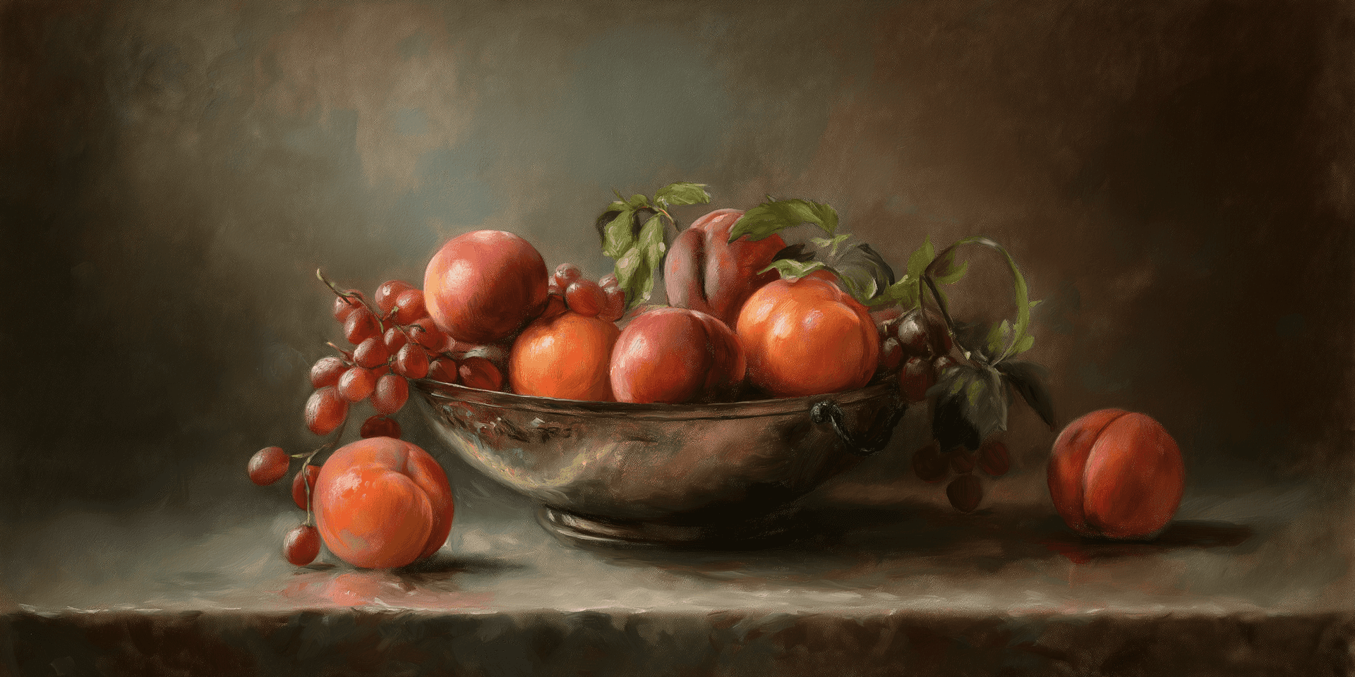 Abundant Fruit Still Life Wallpaper