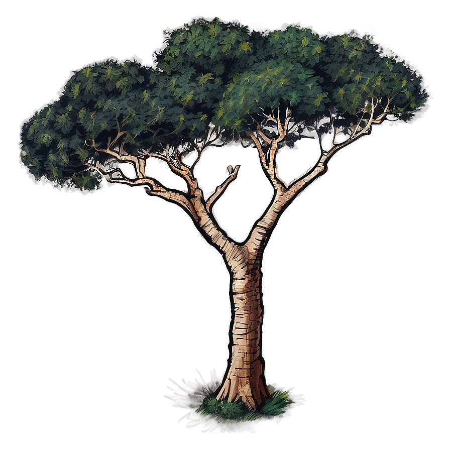 Acacia Tree Sketch Png 06122024 PNG