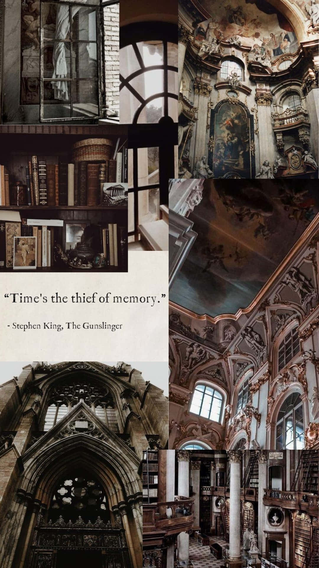 Academia Aesthetic Collagewith Quote Wallpaper