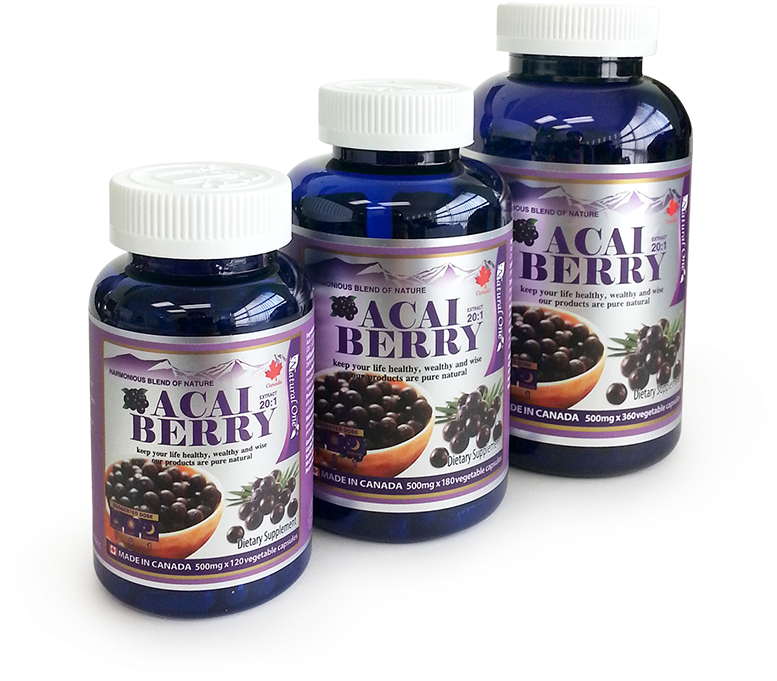 Acai Berry Supplement Bottles PNG