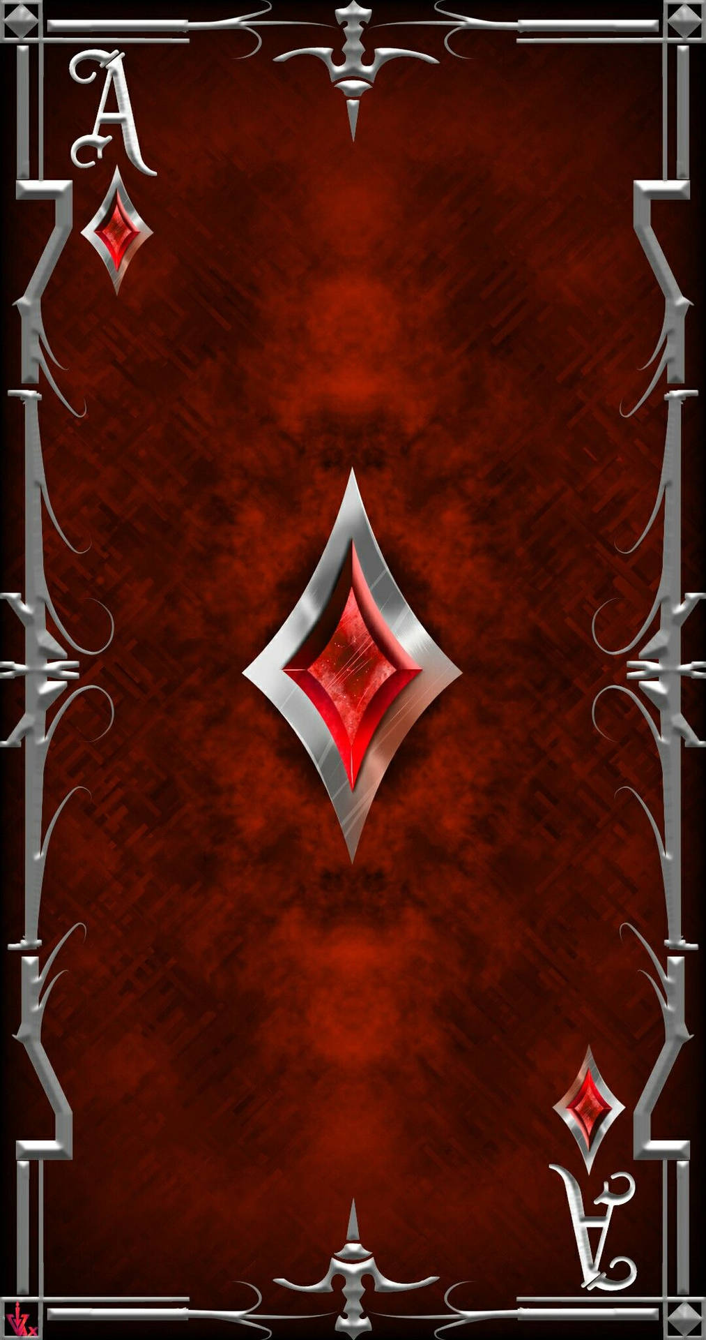 Ace Card Red Diamond Full-screen Design Mobile Wallpaper