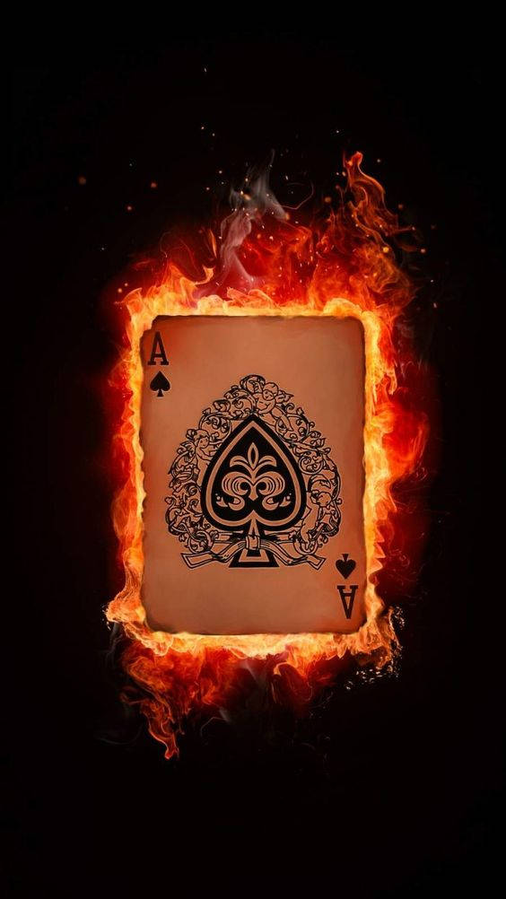 Ace Card Black Spade Red Flame Mobile Wallpaper