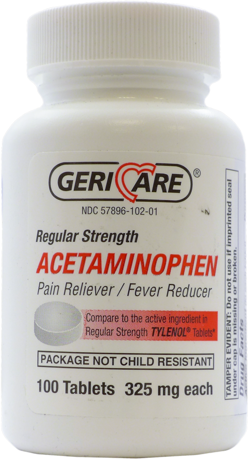 Acetaminophen Bottle Geri Care Regular Strength PNG