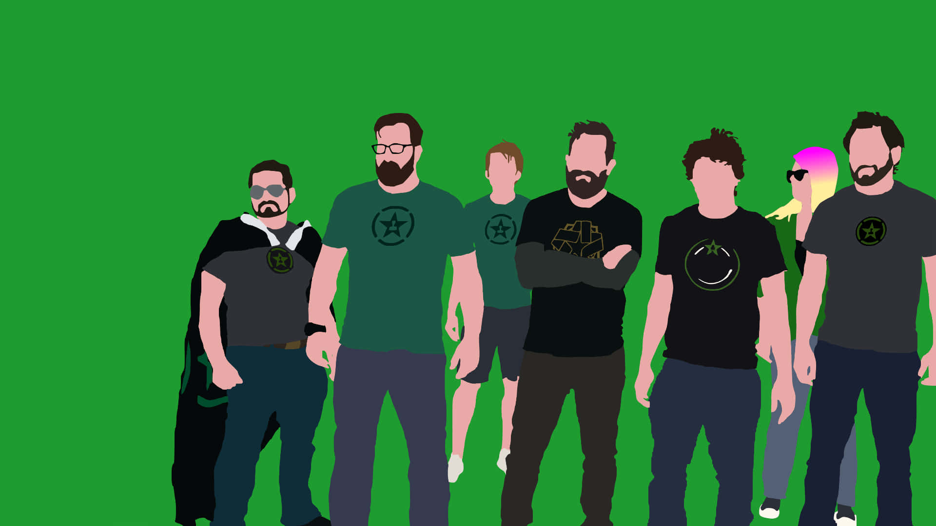 A Group Of Men Standing In Front Of A Green Background Wallpaper