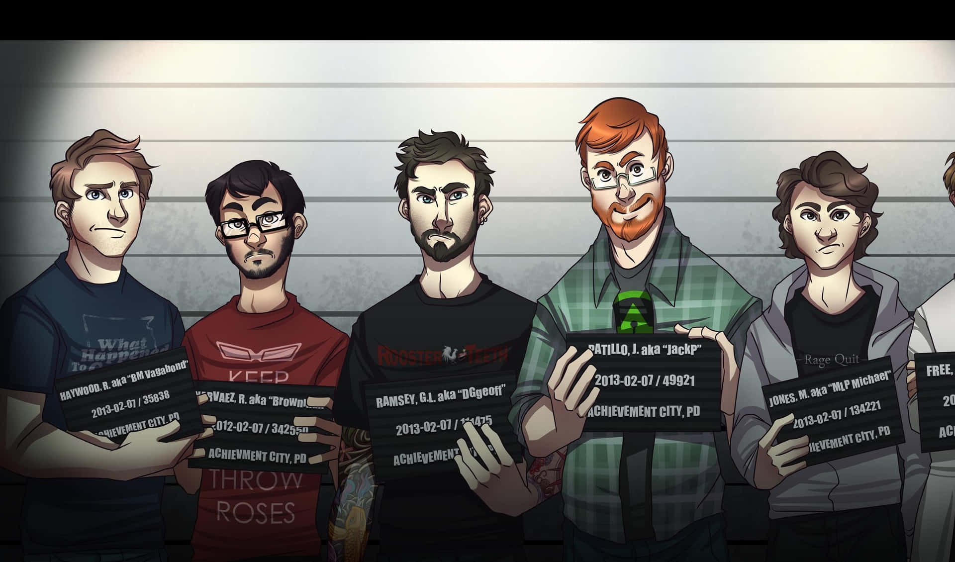 A Group Of Men Holding Up Mugshots Wallpaper