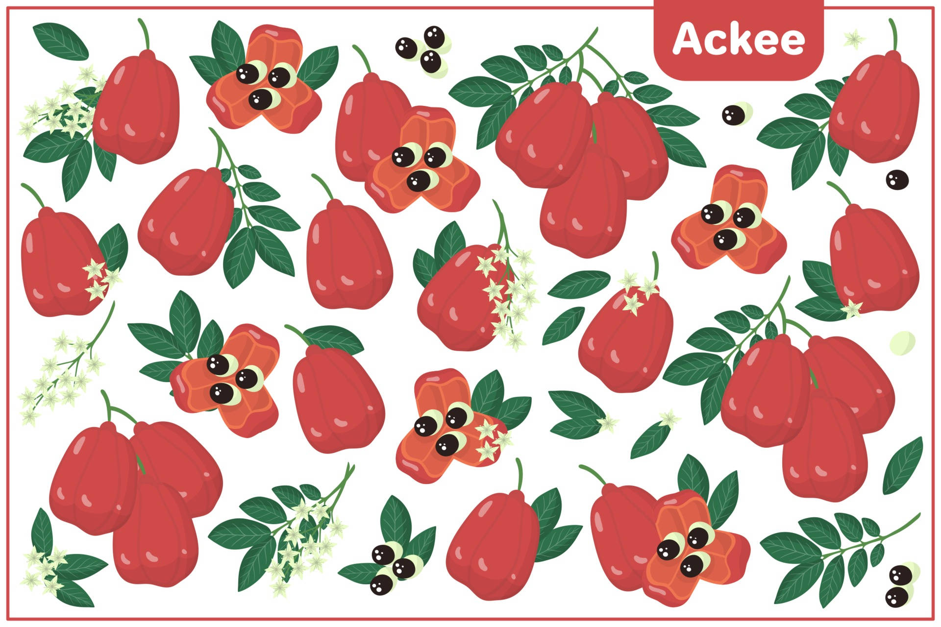 Ackee Fruit Cute Print Wallpaper
