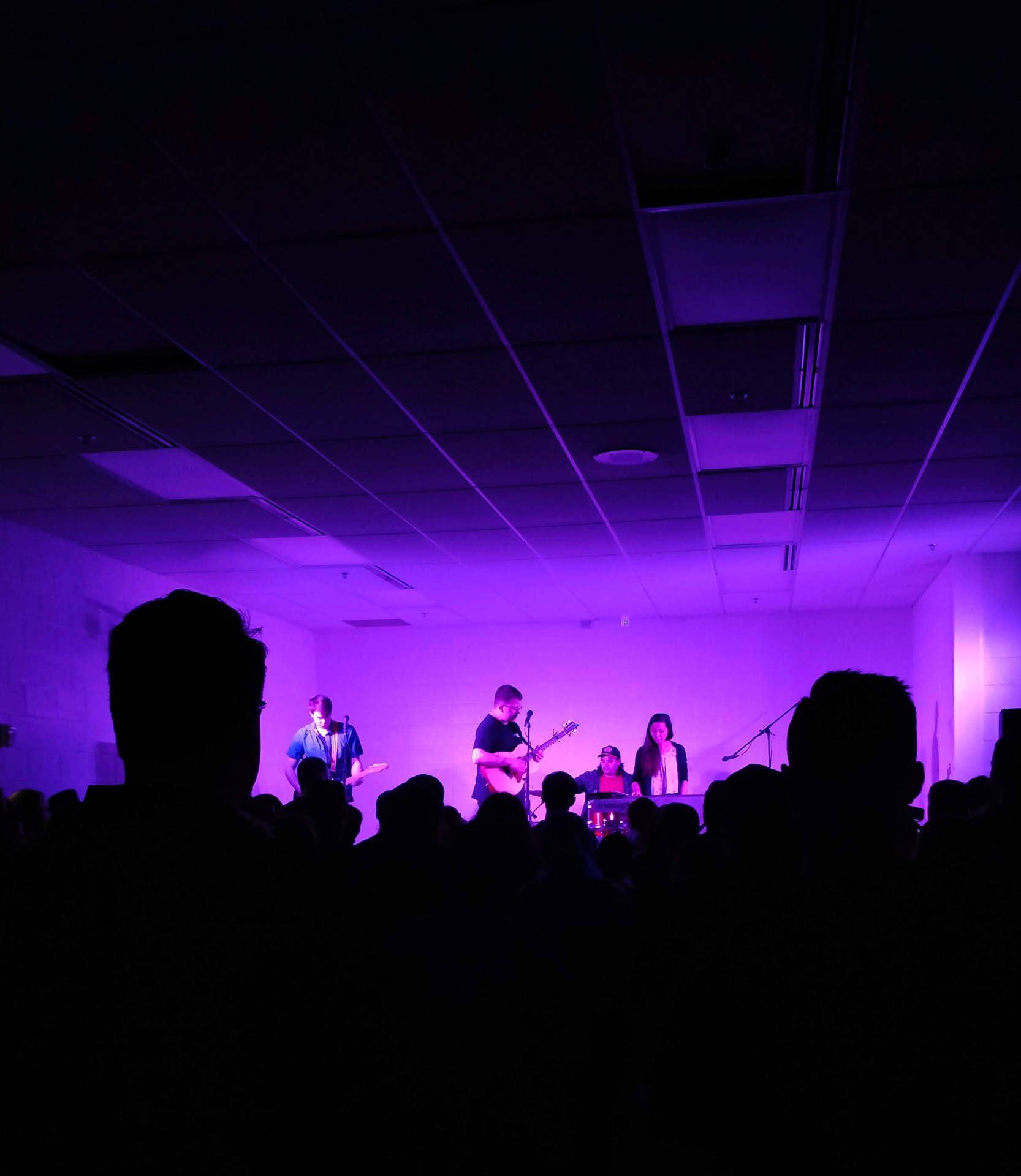 Acoustic Concert With Light Purple Lighting Wallpaper