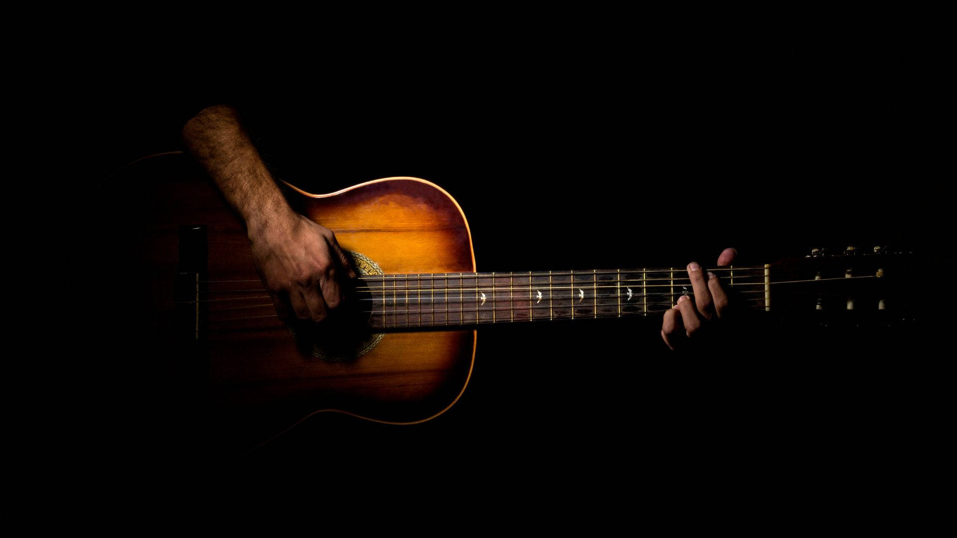 Acoustic Guitar Black Background Wallpaper