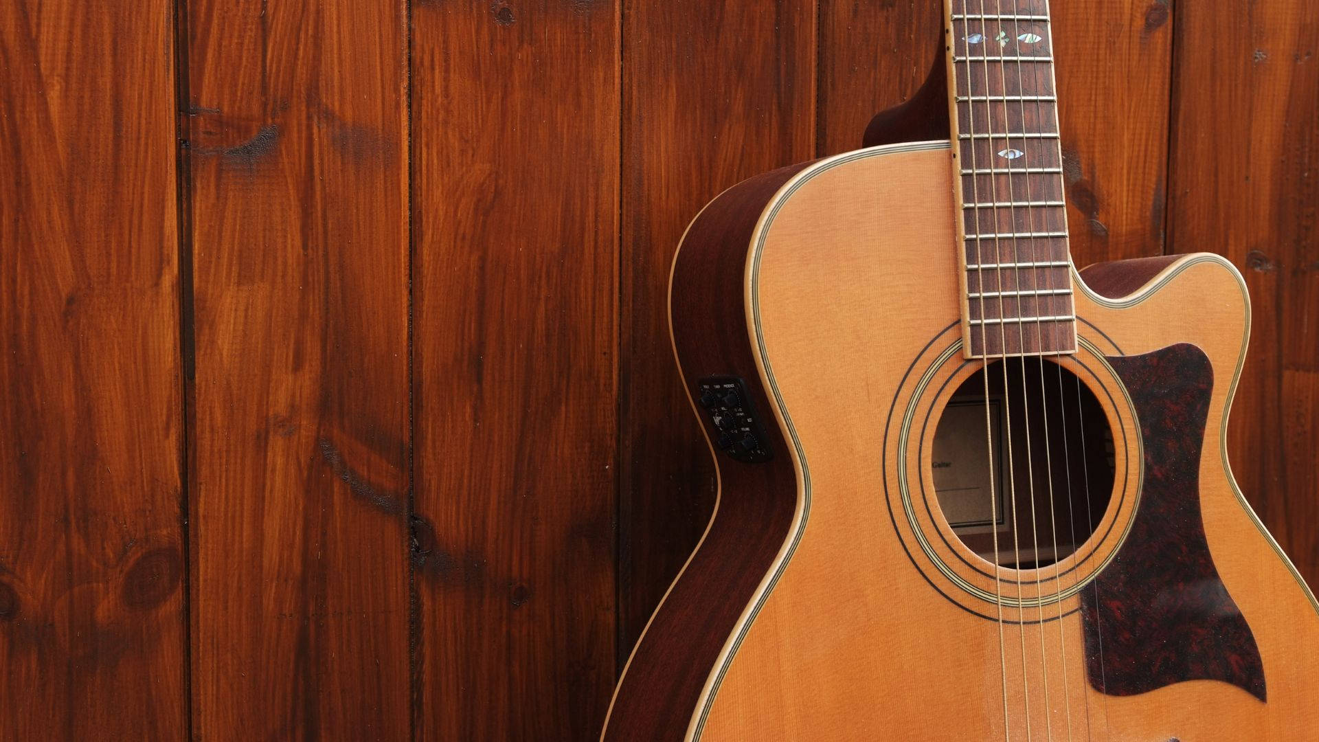 Acoustic Guitar Brown Colors Wallpaper