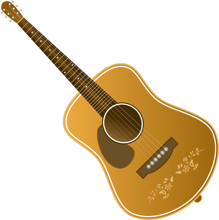 Acoustic Guitar Floral Design PNG