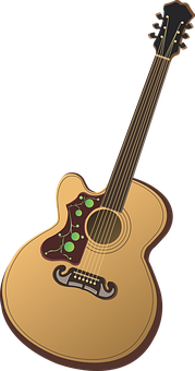 Acoustic Guitar Illustration PNG