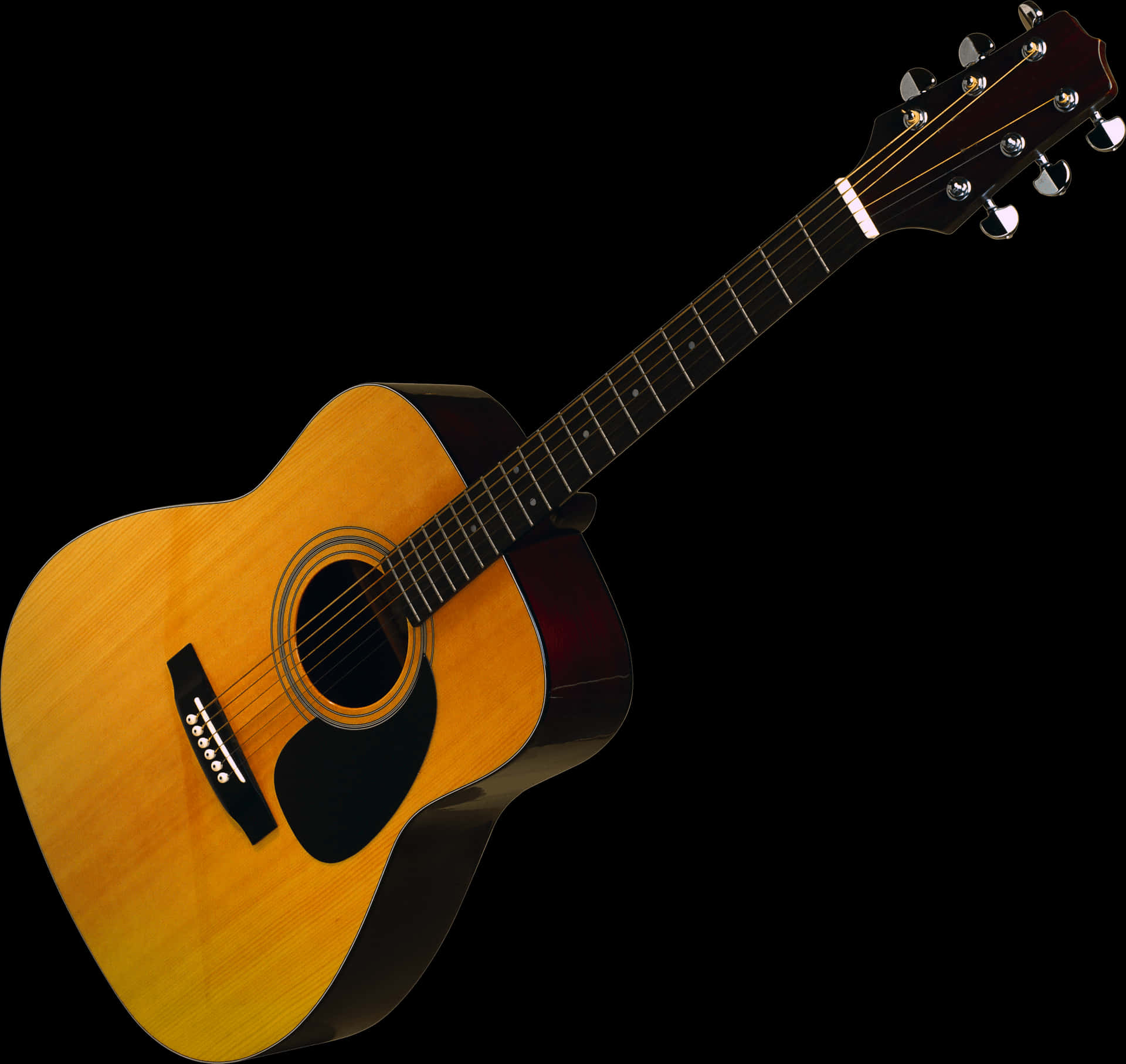 Acoustic Guitar Isolatedon Black PNG