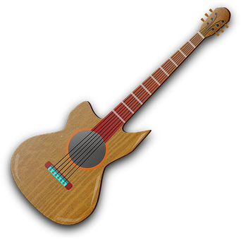 Acoustic Guitar Isolatedon Black PNG