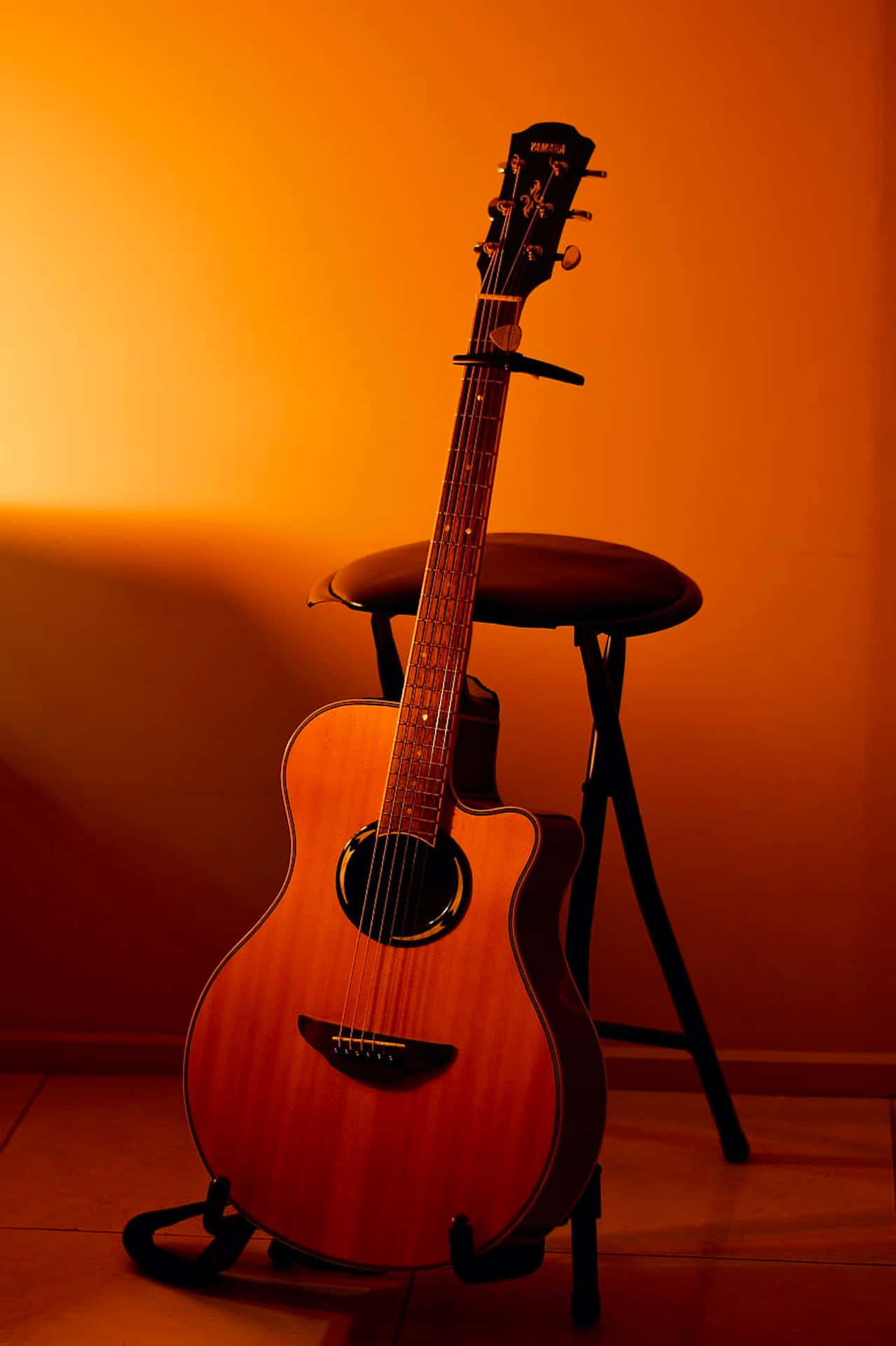 Acoustic Guitar Warm Lighting Wallpaper