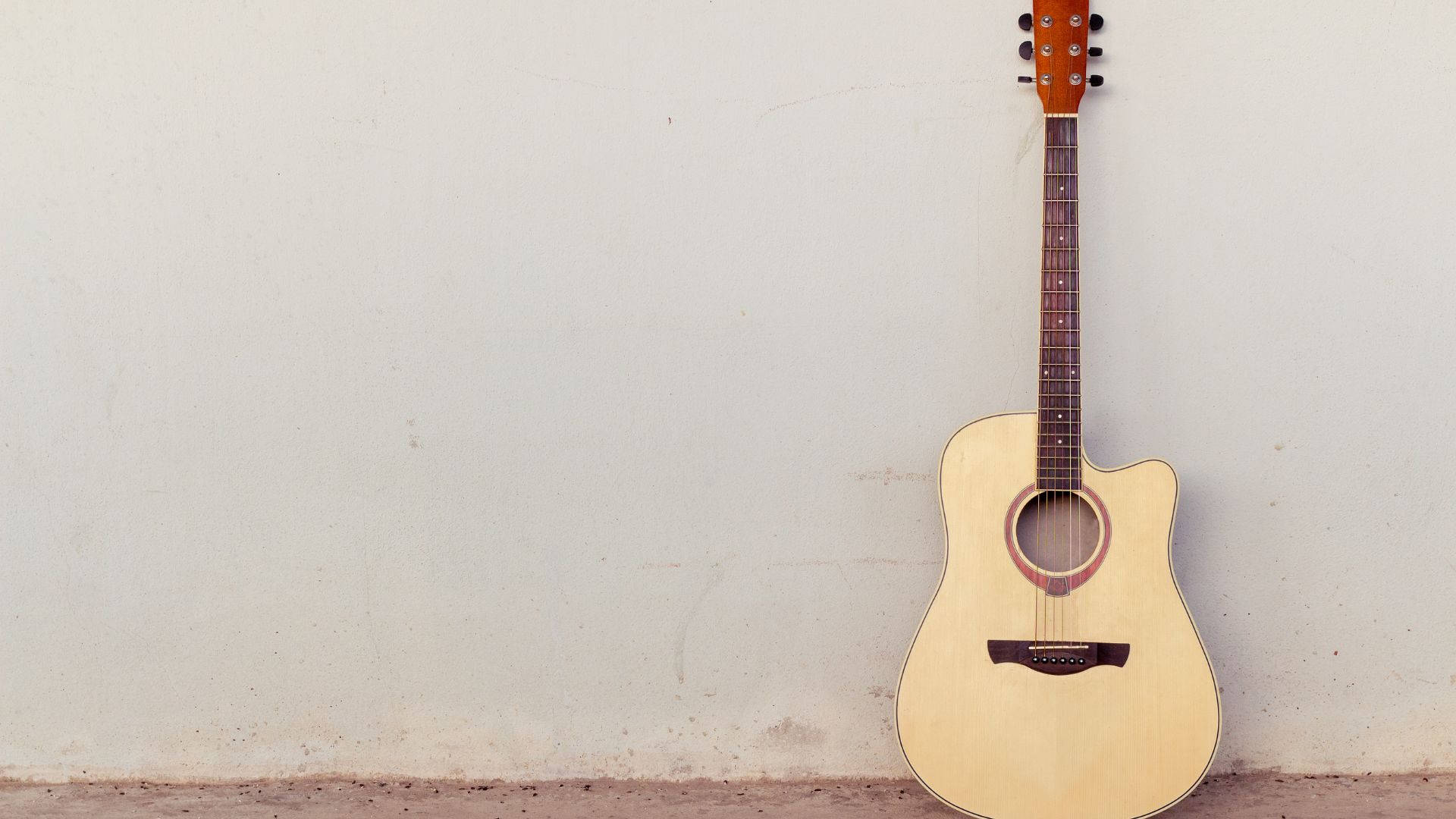 Acoustic Guitar White Wall Wallpaper