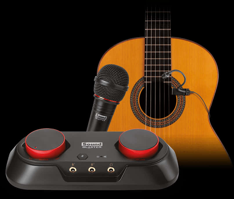Acoustic Guitarand Microphone Setup PNG