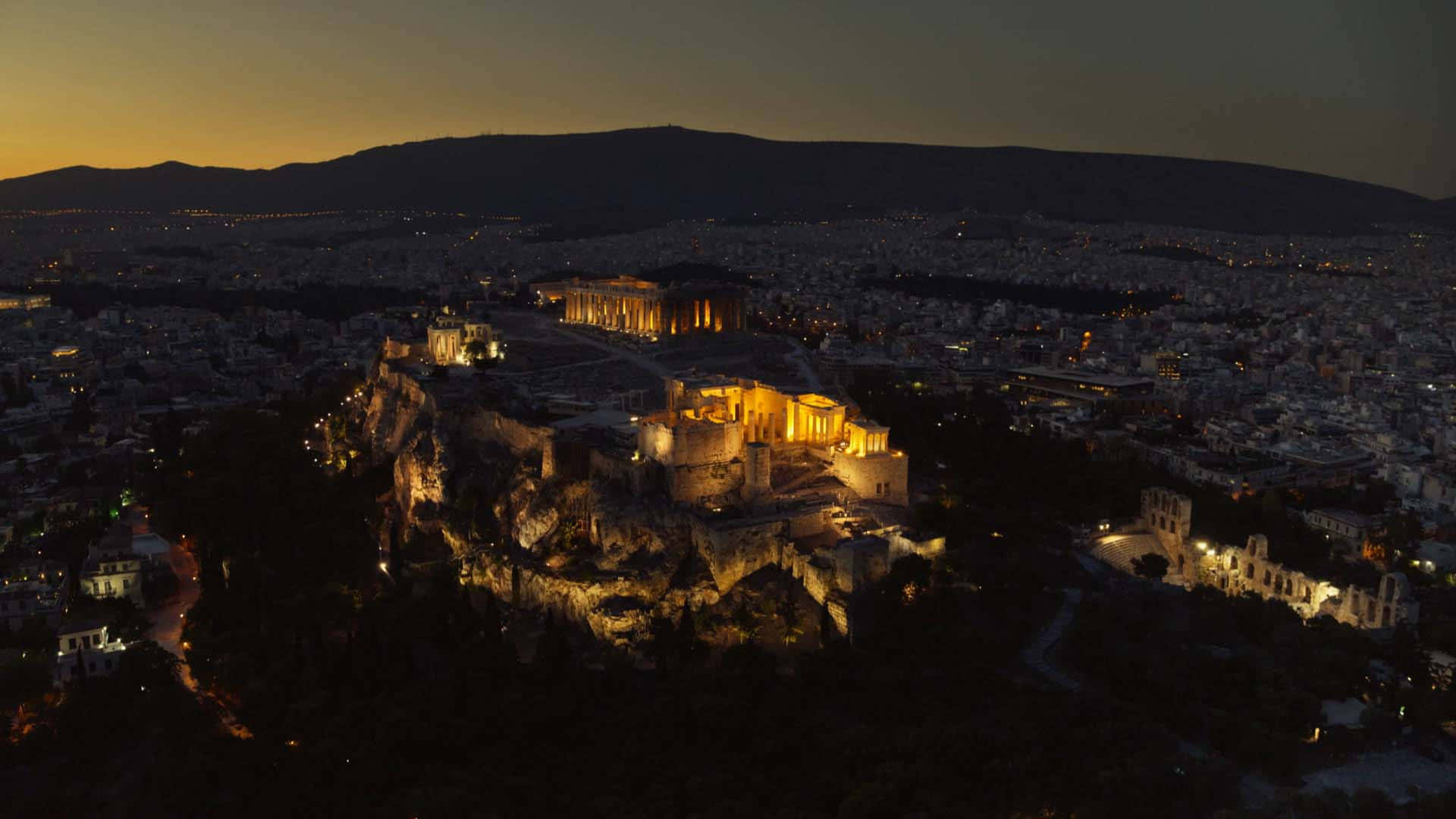 Acropolis om de tidlige aftentimer Wallpaper