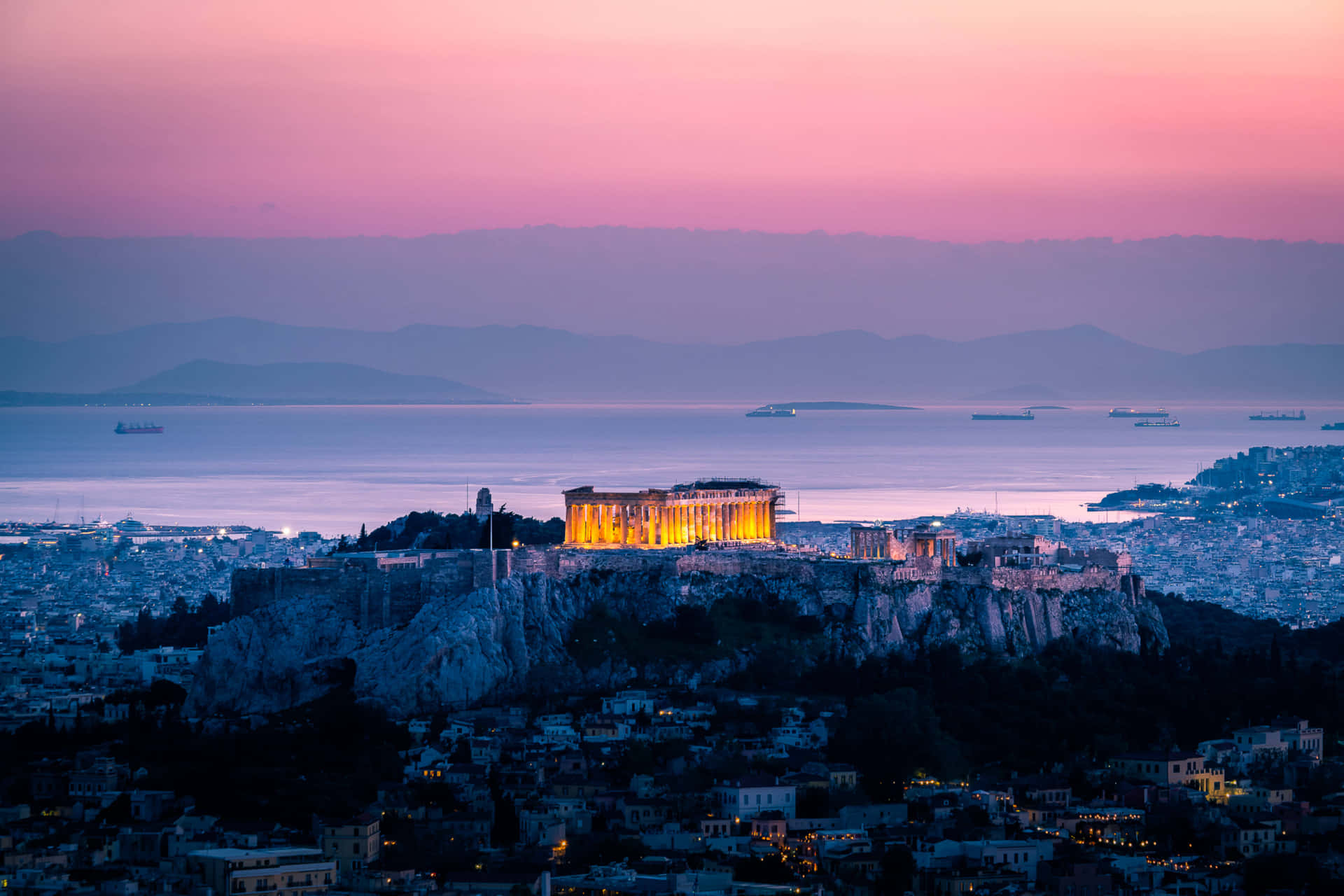 Acropolis With The Mediterranean Sea View Wallpaper