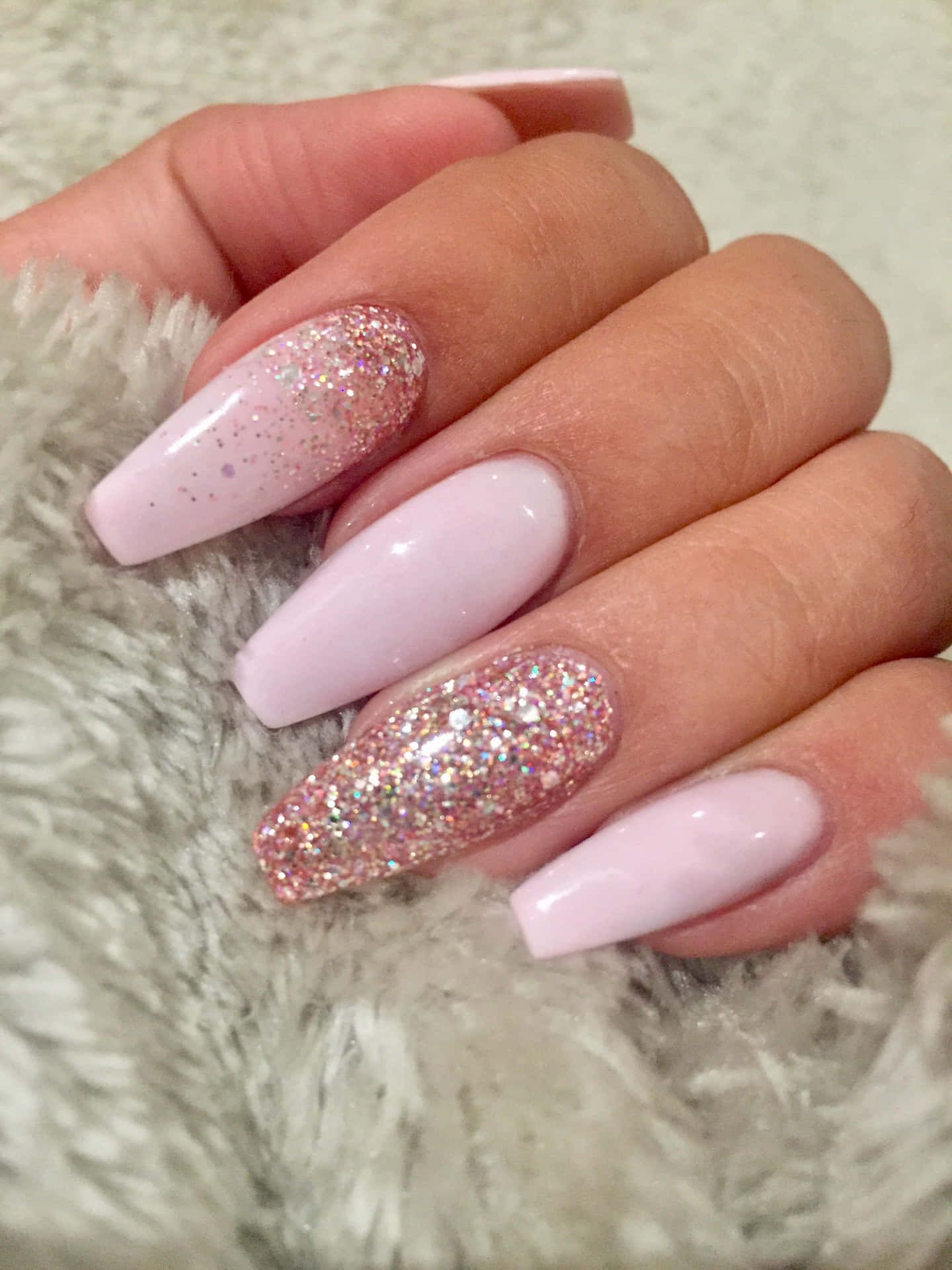 Pink And Silver Glitter Nails Wallpaper