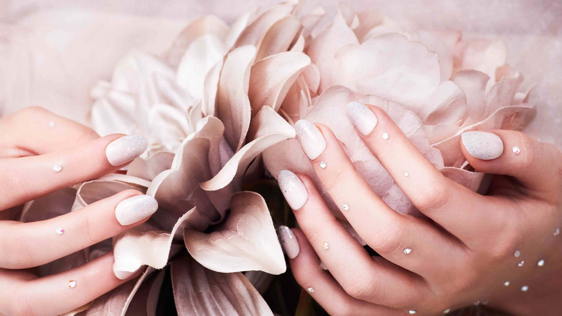 A Woman's Hands With White Flowers And Pearls Wallpaper