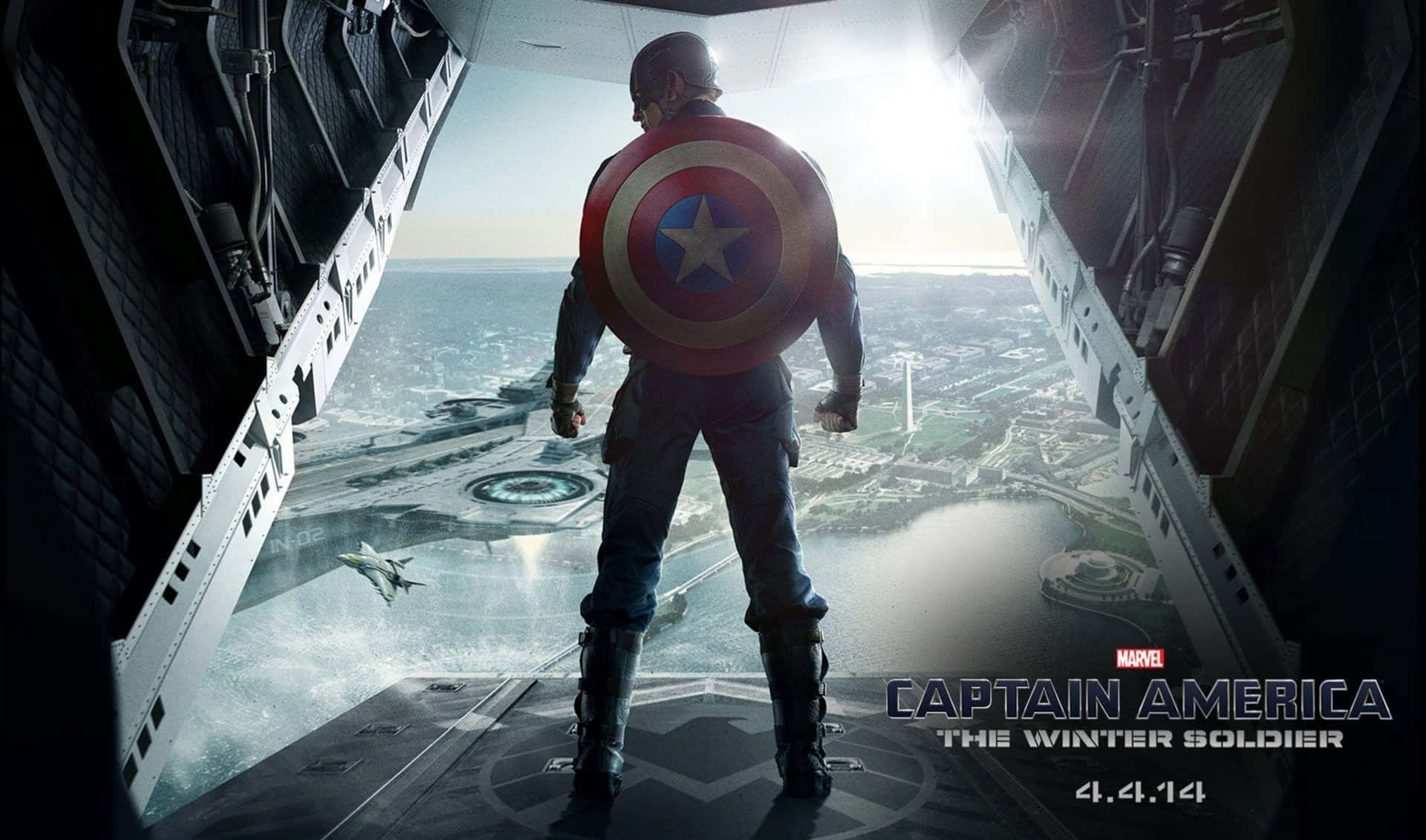 Acciónde Capitán América En Un Avión. Fondo de pantalla