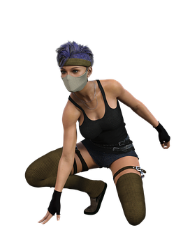Action Pose Female Character3 D Render PNG