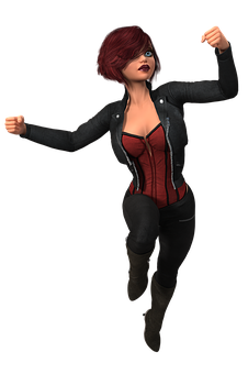 Action Pose Redhead Animated Character PNG