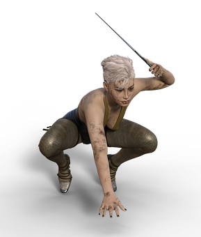 Action Pose Womanwith Sword PNG