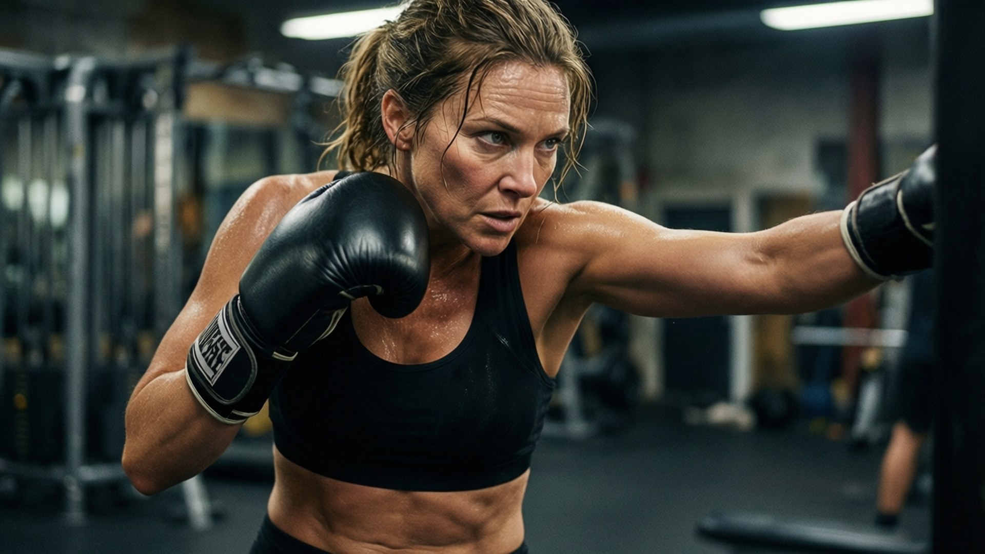 Entraînement d'Action Fonds d'écran — Diane Kruger dans une scène d'entraînement athlétique avec des gants de boxe