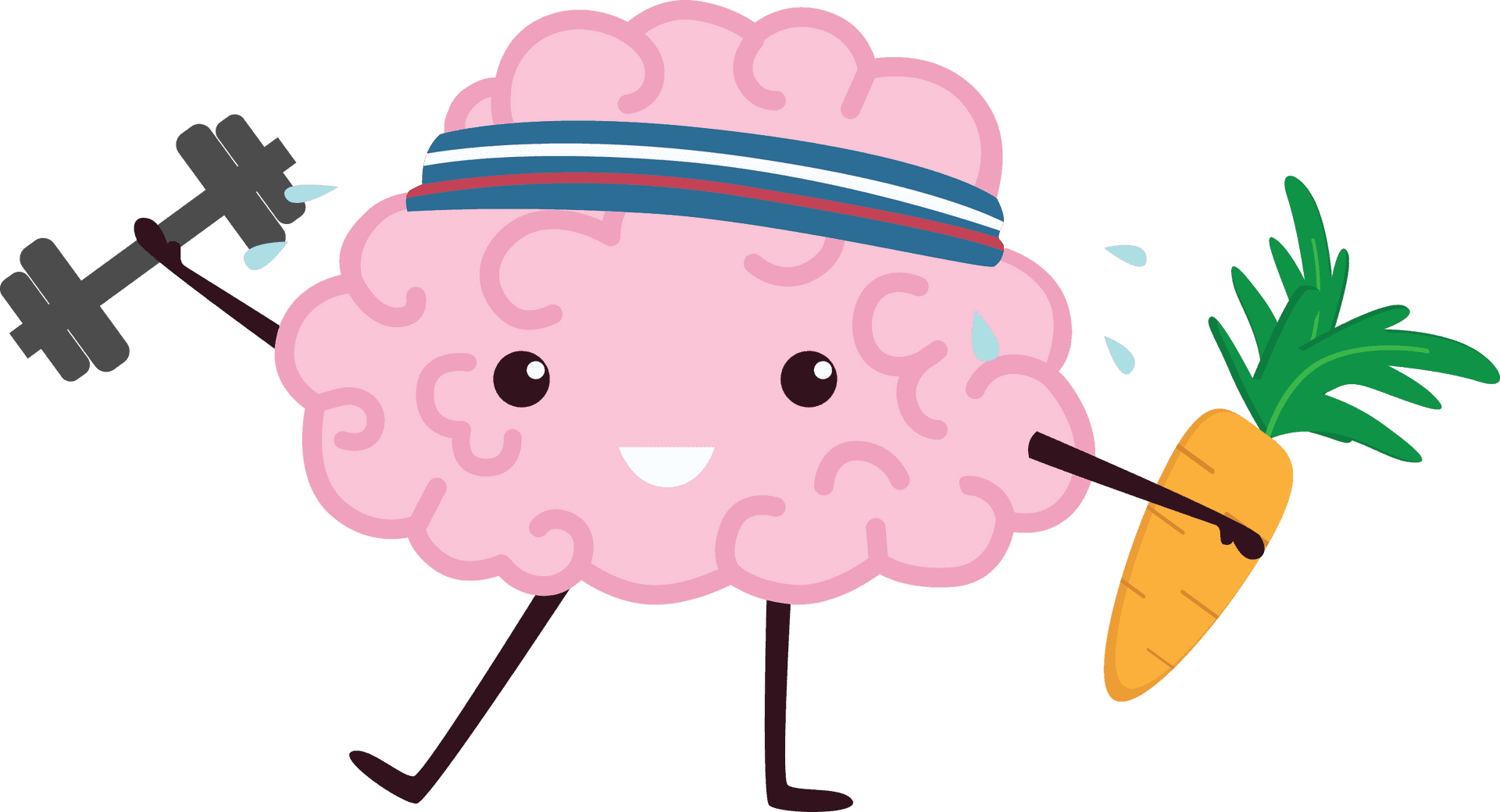 Active Brain Character Lifting Weightsand Eating Healthy PNG