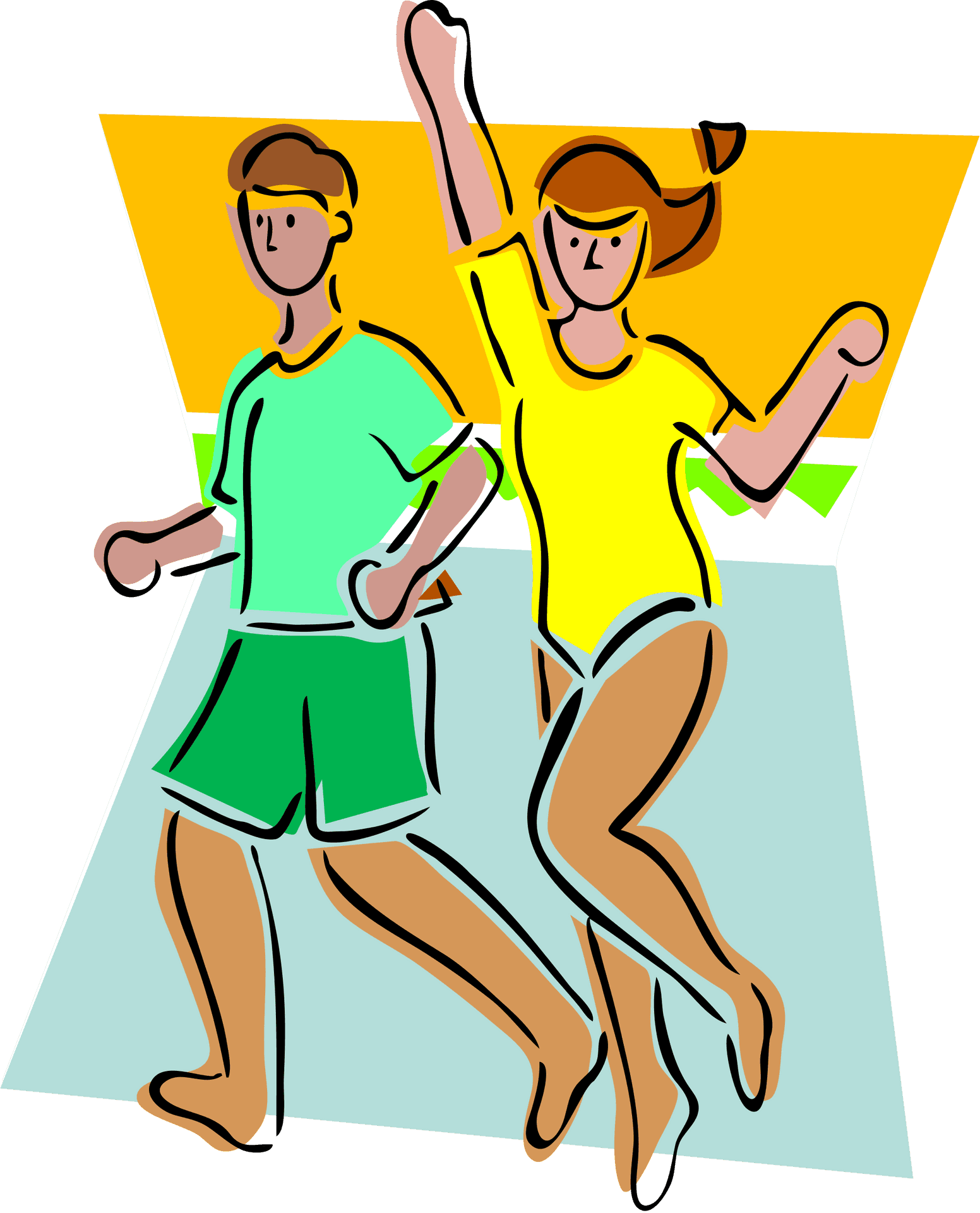 Active Couple Running Clipart PNG