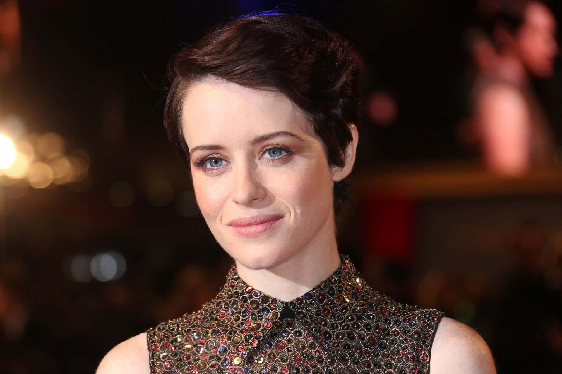 Actress Claire Foy Sparkling In Glamorous Dress Wallpaper