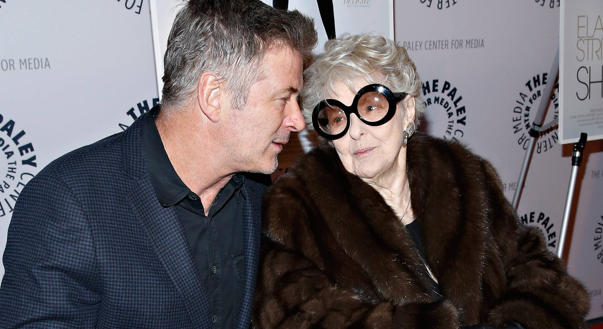 Actress Elaine Stritch With Actor Alec Baldwin Background