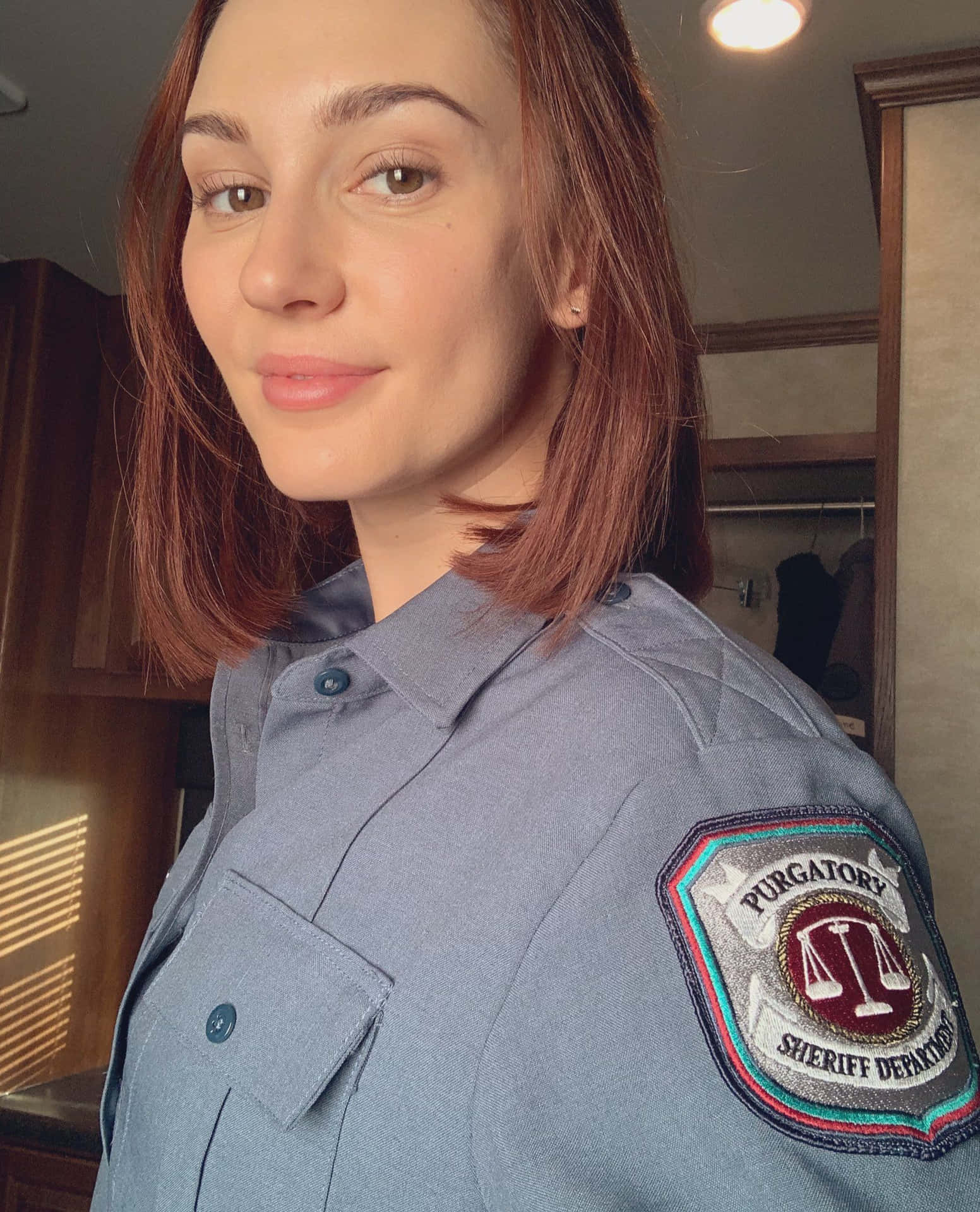 Actressin Sheriff Uniform Selfie Wallpaper