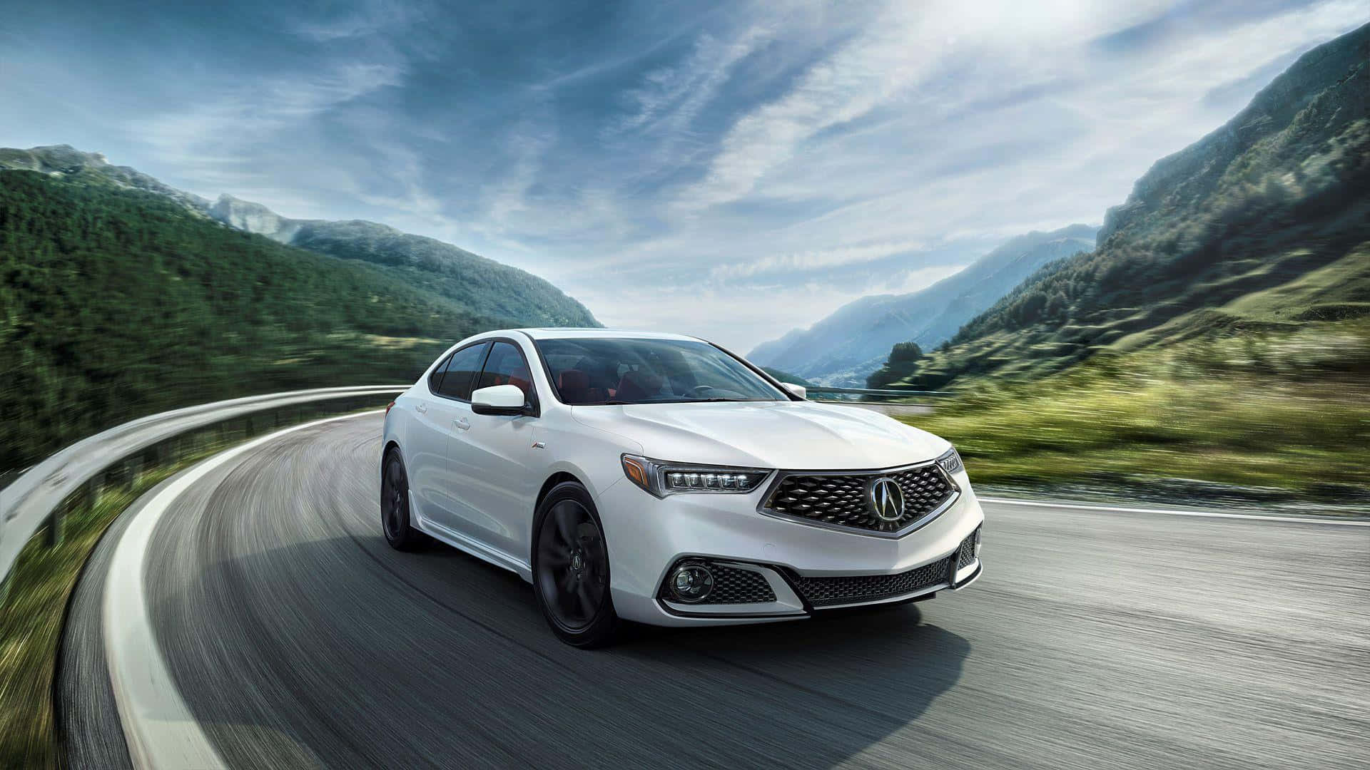 Sleek and Stylish Acura TLX in a Scenic Cityscape Wallpaper