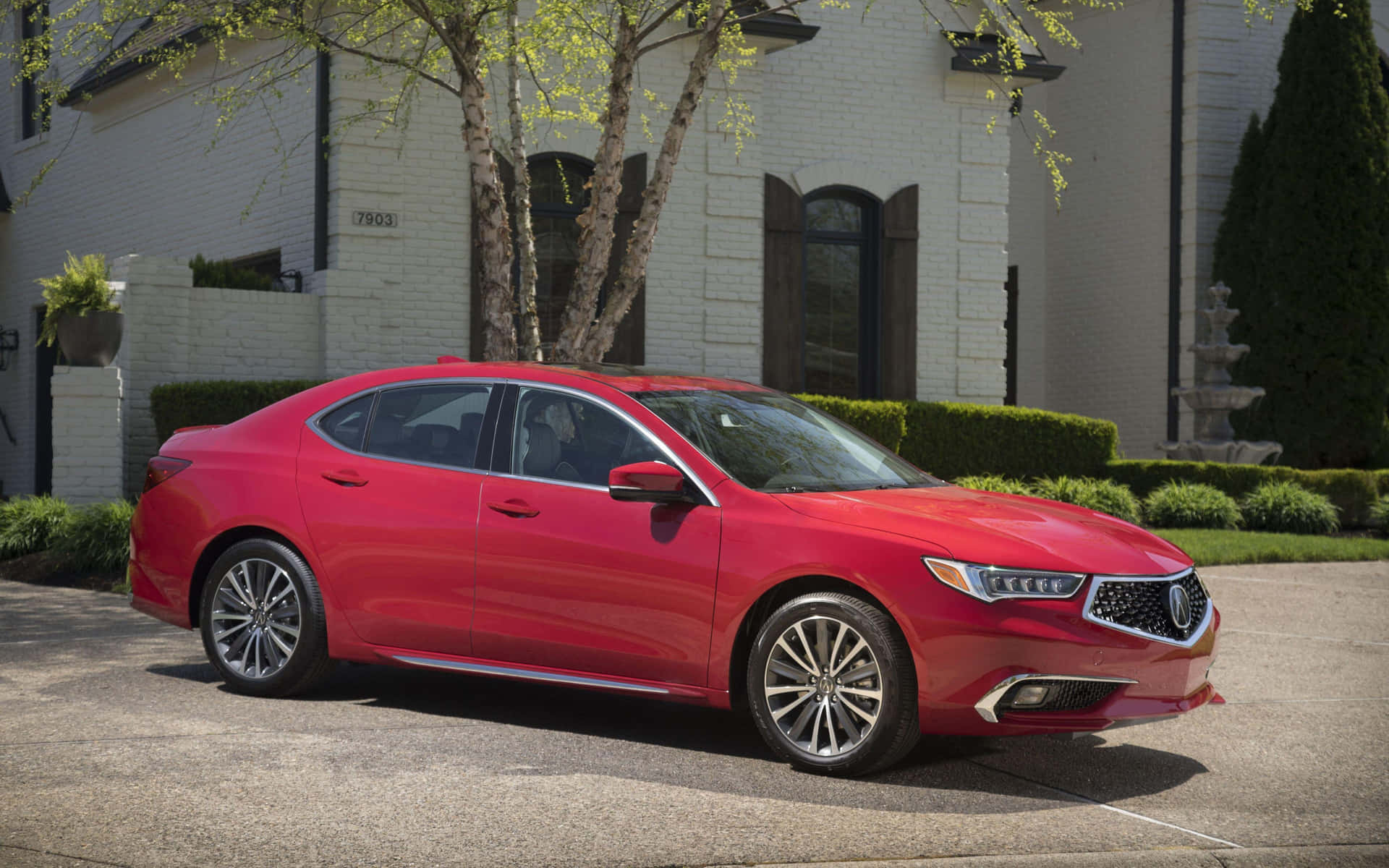 Sleek Acura TLX in motion on a scenic route Wallpaper