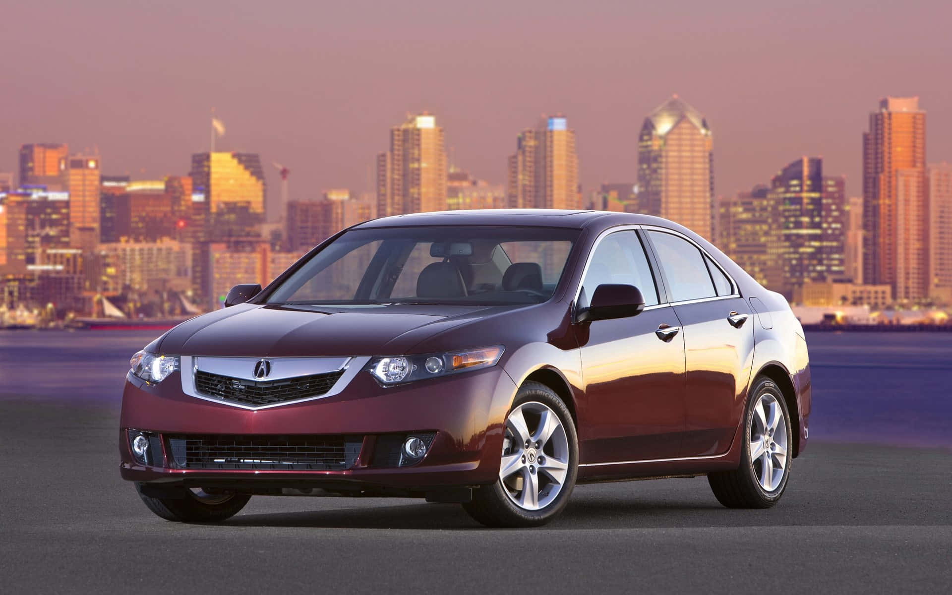 Caption: Sleek Acura TSX in a picturesque landscape Wallpaper