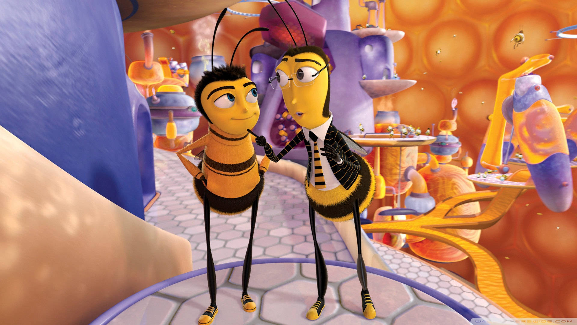 A scene from Bee Movie featuring Barry and Adam Wallpaper