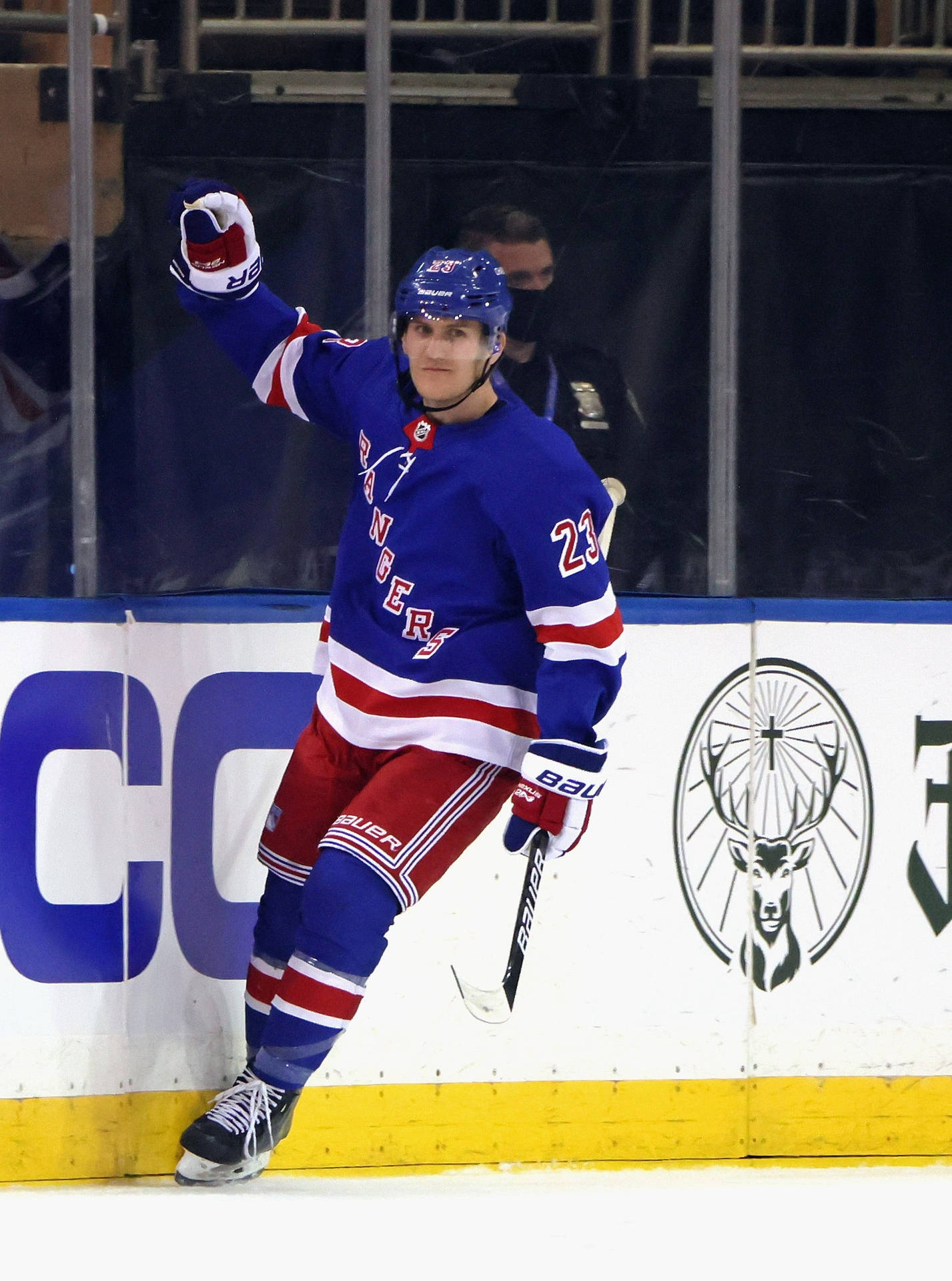 Dynamic Adam Fox in Action with the New York Rangers Wallpaper