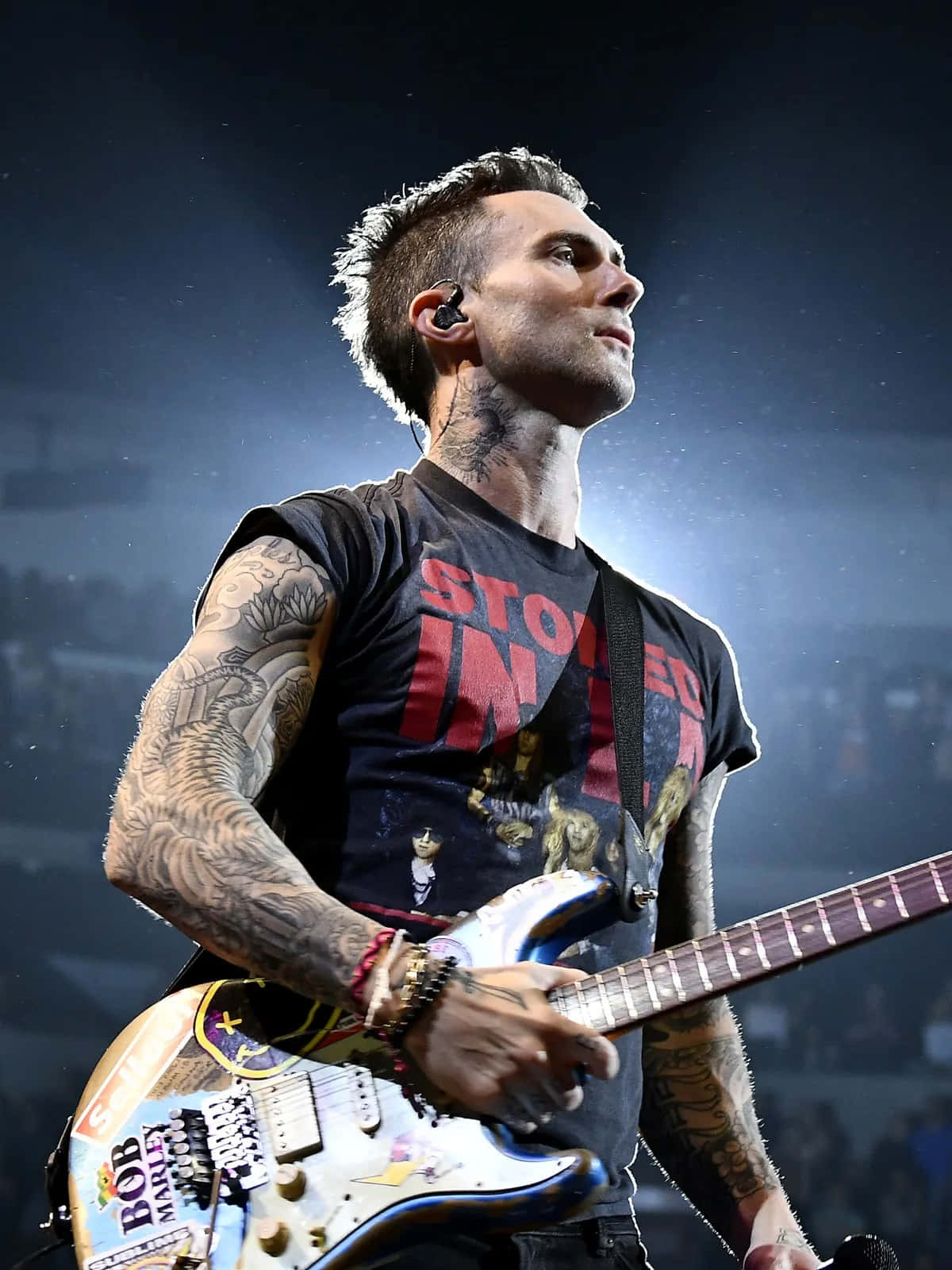 Adam Levine taking a break from performing.