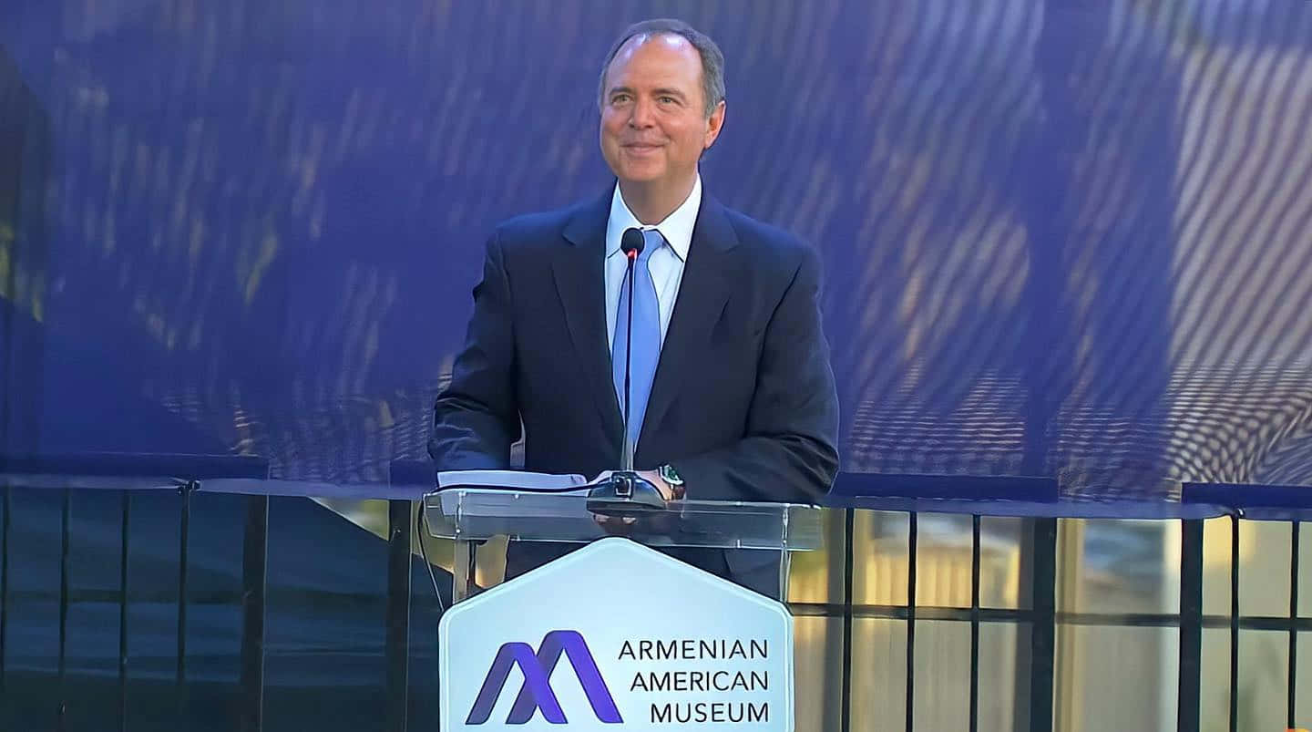 Adam Schiff Bij Het Armeens-amerikaanse Museum Achtergrond