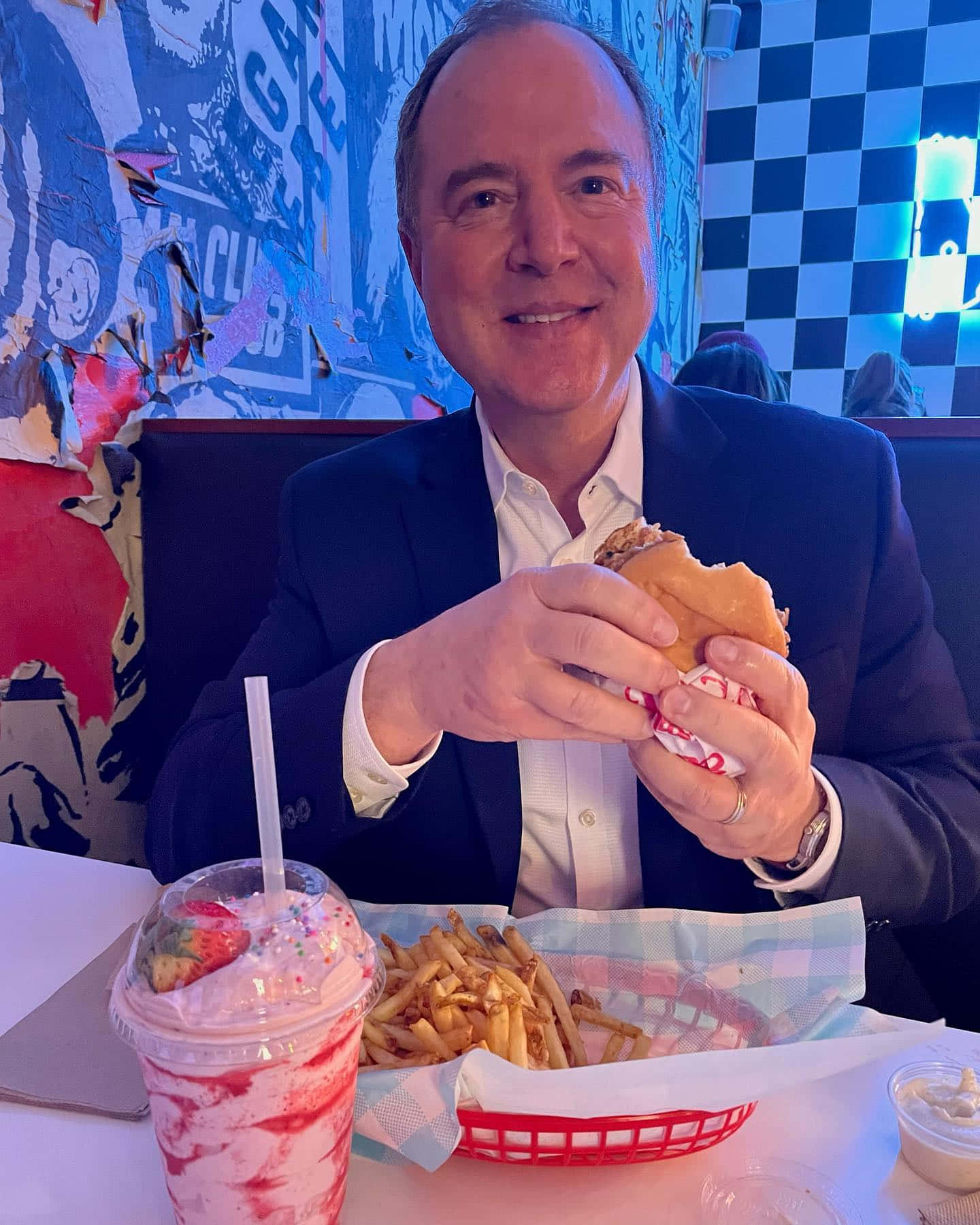 Adam Schiff Eating Fast Food Wallpaper