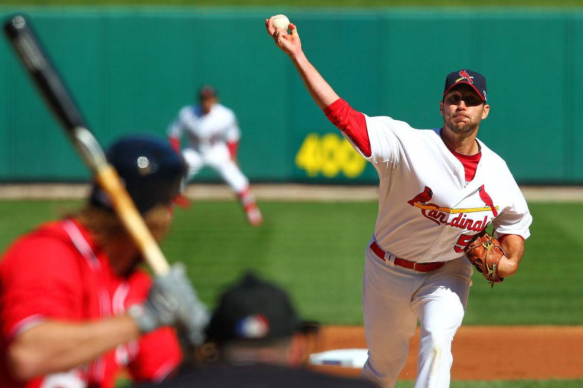 Adam Wainwright Throwing Baseball To Batter Wallpaper
