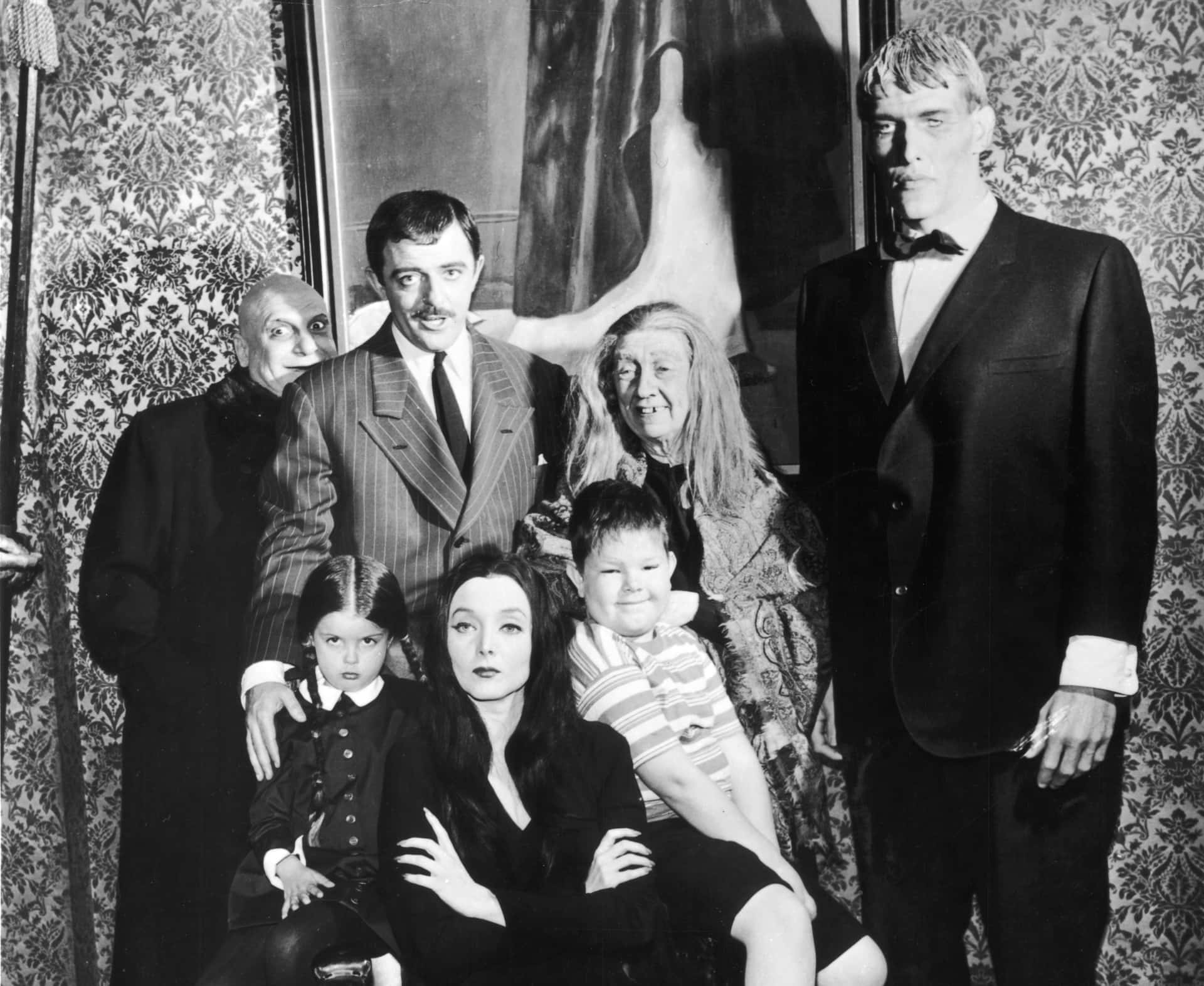 The Addams Family In A Black And White Photo