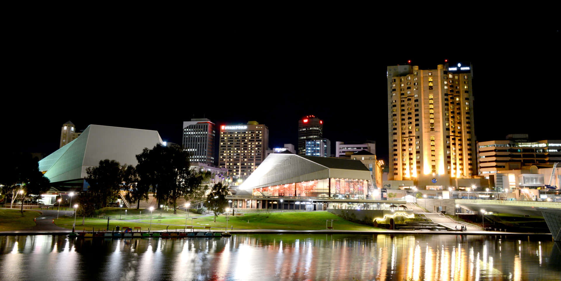 Adelaide Festival Centre Night Reflection Wallpaper