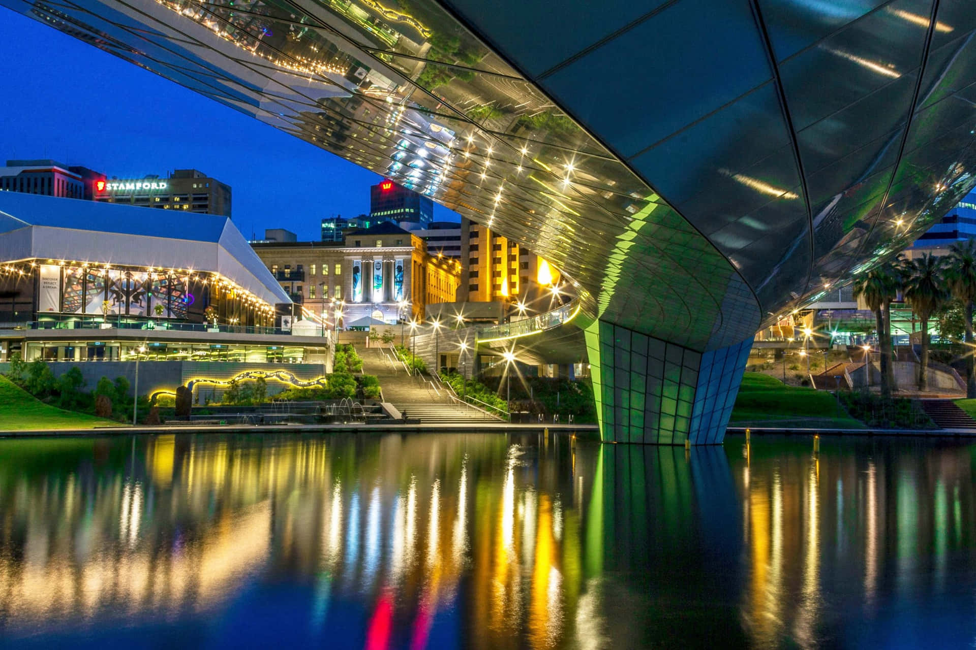 Adelaide Festival Centre Night Reflection Wallpaper