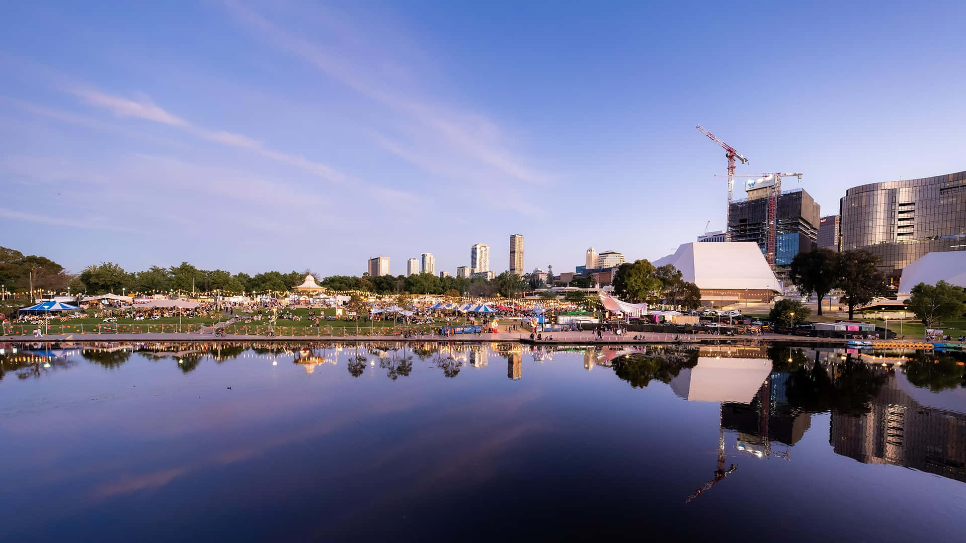 Adelaide Festival Centre Skyline Reflection Wallpaper